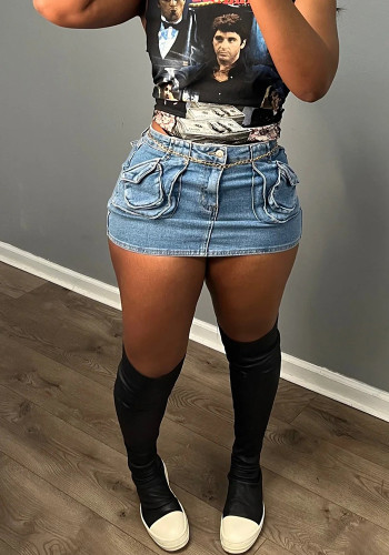 Women Sexy Stretch Denim Mini Skirt