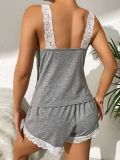 Women lace Patchwork loungewear two-piece set