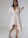 Women Loose Casual Button Shirt Dress