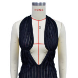 Women Solid Hollow Wave Pattern Dress