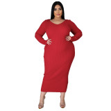 Women Autumn/Winter Solid Long Sleeve Knitting Maxi Dress