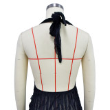 Women Solid Hollow Wave Pattern Dress