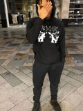 Men's Casual Printed Hoodies and Sweatpants Two-piece Set
