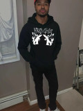 Men's Casual Printed Hoodies and Sweatpants Two-piece Set