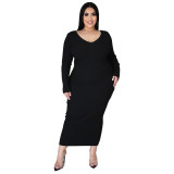 Women Autumn/Winter Solid Long Sleeve Knitting Maxi Dress
