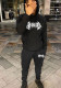 Trendy Gothic Print Hoodies Sweatpants Casual Two-Piece Set