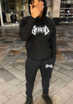Trendy Gothic Print Hoodies Sweatpants Casual Two-Piece Set Trendy Gothic Print Hoodies Sweatpants Casual Two-Piece Set