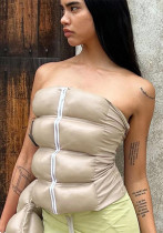 Women's Autumn And Winter Street Versatile Strapless Zipper Ladies Pad Vest