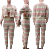 Women's Fashion Knitting Colorful Sports Casual Three-Piece Pants Set