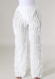 Women's Mesh Wave Pattern Ruffle Loose High Waist Wide Leg Trousers