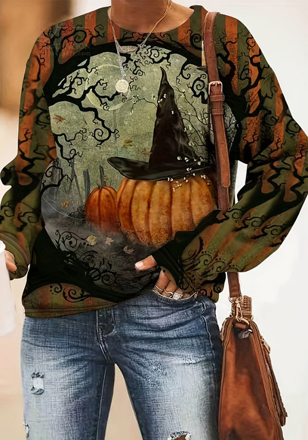 Casual Halloween Print Hoodies For Women
