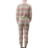 Women's Fashion Knitting Colorful Sports Casual Three-Piece Pants Set
