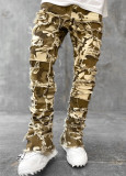 Men's Denim Straight Leg Pants Street Fashion Stretch Patch Denim Straight Leg Pants