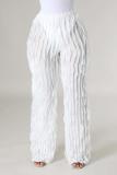 Women's Mesh Wave Pattern Ruffle Loose High Waist Wide Leg Trousers