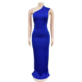 Women's Fashion Solid Color Low Back Pleated Irregular Maxi Dress For Women
