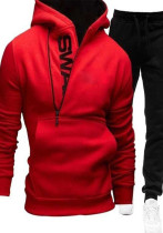 Men's Side Zip Contrast Hood Fleece Hoodies Sweatpants Two Piece Set Men's Side Zip Contrast Hood Fleece Hoodies Sweatpants Two Piece Set