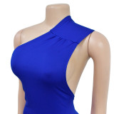 Women's Fashion Solid Color Low Back Pleated Irregular Maxi Dress For Women