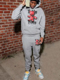 Fall/Winter Casual Print Hoodies Sweatpants Two-Piece Set
