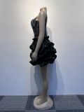 Women Sexy Beaded Stretch Camisole Cascading Ruffles Dress Tutu