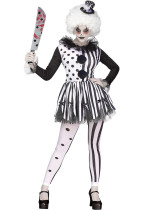 Halloween black and white clown princess dress circus trainer clown costume Halloween black and white clown princess dress circus trainer clown costume