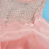 Women Sexy Beaded Stretch Camisole Cascading Ruffles Dress Tutu