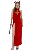 Halloween Sleeping Demon Stage Cos Costume Curse Dark Witch Red Queen Performance Costume Two-piece Set Halloween Sleeping Demon Stage Cos Costume Curse Dark Witch Red Queen Performance Costume Two-piece Set