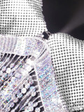 Women Sexy Backless Suspender Metal Sequins Patchwork Tassel Top