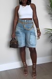 Women Ripped Cargo Denim Pants
