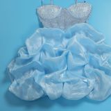 Women Sexy Beaded Stretch Camisole Cascading Ruffles Dress Tutu