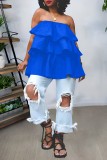 Women Solid Women Multi-Layer Patchwork Wave Top