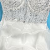 Women Sexy Beaded Stretch Camisole Cascading Ruffles Dress Tutu
