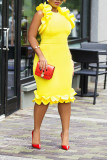 Women Solid Women Multi-Layer Ruffle Edge Dress