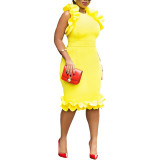 Women Solid Women Multi-Layer Ruffle Edge Dress