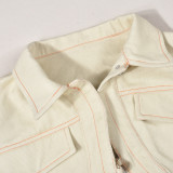Women Fall/Winter Turndown Collar Half Sleeve Crop Jacket