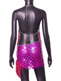 Women Sexy Backless Strap Sequin Patchwork Tassel Set of Two