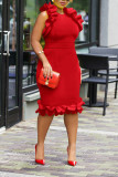 Women Solid Women Multi-Layer Ruffle Edge Dress