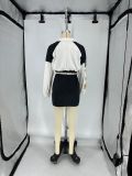 Women Printed Long Sleeve Jacket and Button Skirt Two-Piece Set