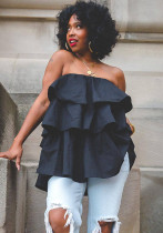 Women Solid Women Multi-Layer Patchwork Wave Top