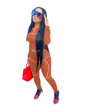 Women Casual Line Sport Long Sleeve Top and Pant Two-Piece Set