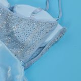 Women Sexy Beaded Stretch Camisole Cascading Ruffles Dress Tutu
