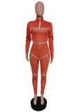 Women Casual Line Sport Long Sleeve Top and Pant Two-Piece Set
