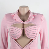 Sexy Solid Color Beaded Bra Blazer Dress Two-Piece Set