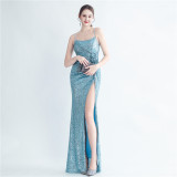 Sexy Straps Sequin Long Dress Plus Size Beauty Formal Party Evening Gown