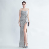 Sexy Straps Sequin Long Dress Plus Size Beauty Formal Party Evening Gown