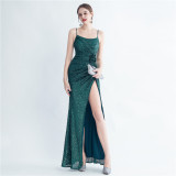 Sexy Straps Sequin Long Dress Plus Size Beauty Formal Party Evening Gown