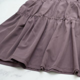 High Collar Solid Color Simple Loose Casual Women's Dress