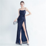 Sexy Straps Sequin Long Dress Plus Size Beauty Formal Party Evening Gown