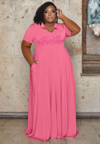 Casual Fashion Turndown Collar Solid Color Women's Plus Size Dress Casual Fashion Turndown Collar Solid Color Women's Plus Size Dress