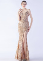 Sexy Sequined Side Slit Straps Long Evening Dress Sexy Sequined Side Slit Straps Long Evening Dress