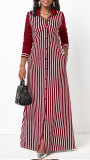 Women's Casual Shirt Outerwear Women's Striped Long Sleeve Shirt Dress